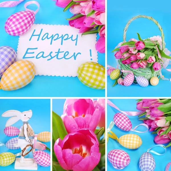 Collage de Pascua en colores pastel — Foto de Stock