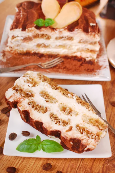 Tiramisu pasta dilimi — Stok fotoğraf