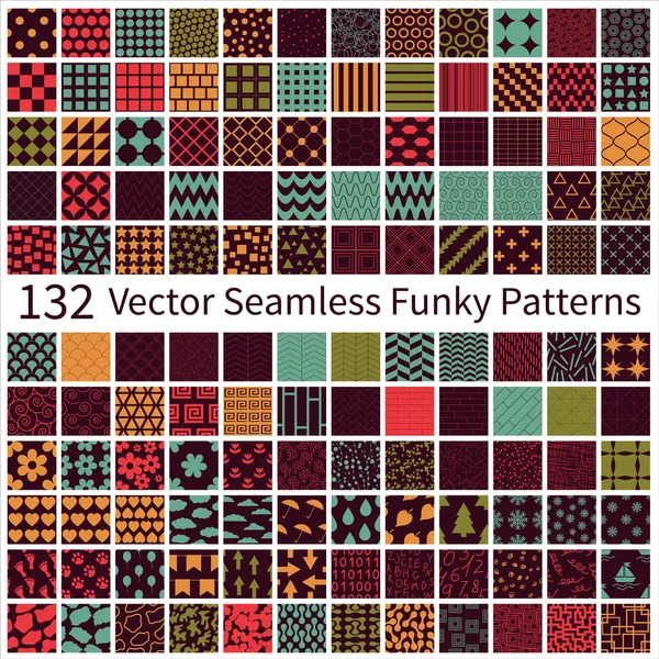 Conjunto de patrones funky sin costuras — Vector de stock