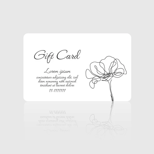 미인 살롱, 스파, 마사지 살롱을 위한 하얀 배경에 양귀비 꽃 디자인이 있는 선물 카드 벡터. 쿠폰을 위한 선물 카드 견본 벡터 그래픽