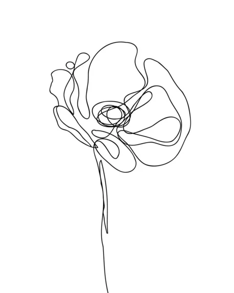 Vektor Uměleckého Květu Minimalistická Čára Makovou Květinou Pro Tetování Potisky — Stockový vektor