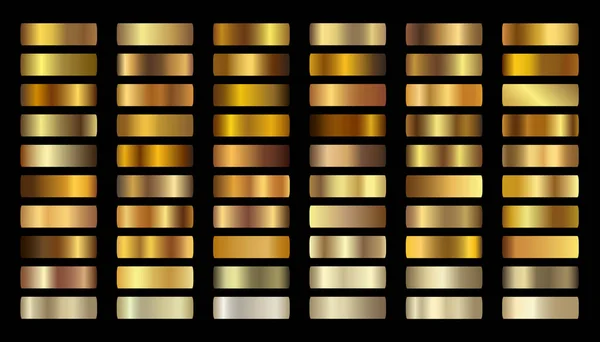 Gold gradients vector. Golden swatch set vector. Metallic gold gradient illustration gradation — ストックベクタ