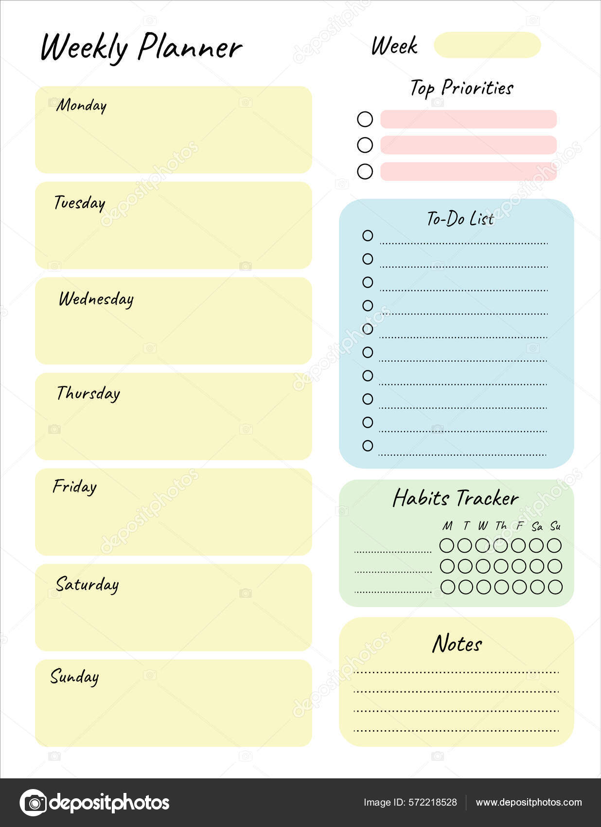 Download free Colorful Daily Planner template to design