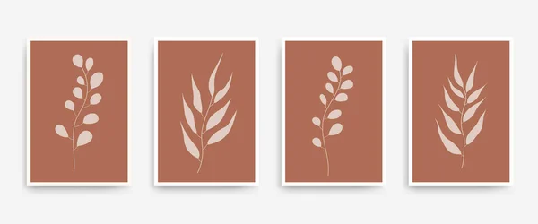 Botanical Wall Art Print Vector Set Wall Decor Palm Leaves — Vetor de Stock