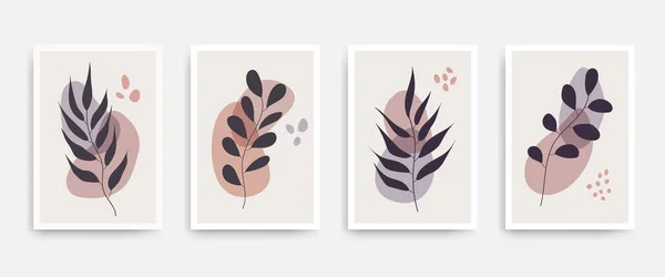 Botanical Wall Art Printable Vector Set Wall Decor Palm Leaves — Stock Vector