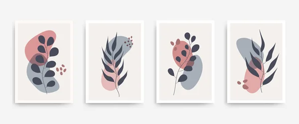 Botanical Wall Decor Print Vector Set Wall Art Palm Leaves — 스톡 벡터