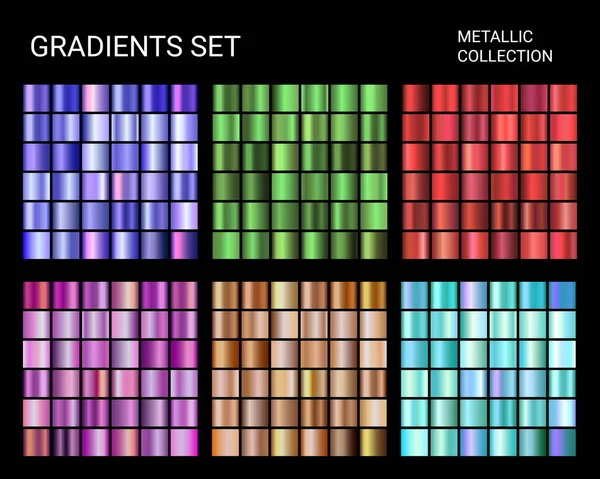 Vector Gradients Mega Set Grande Collezione Cromo Gradienti Metallici Colori — Vettoriale Stock