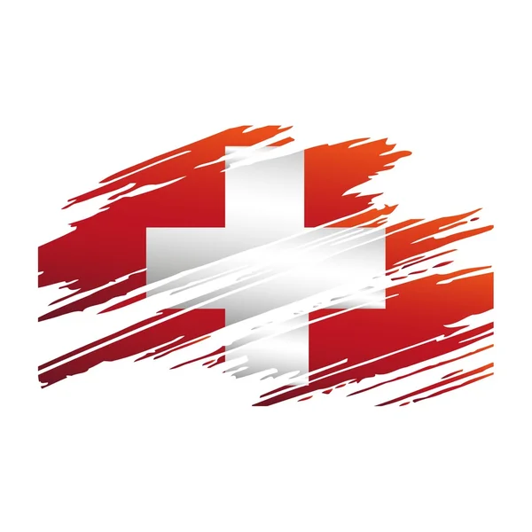 Bandera de Suiza en la forma rastros cepillo — Vector de stock