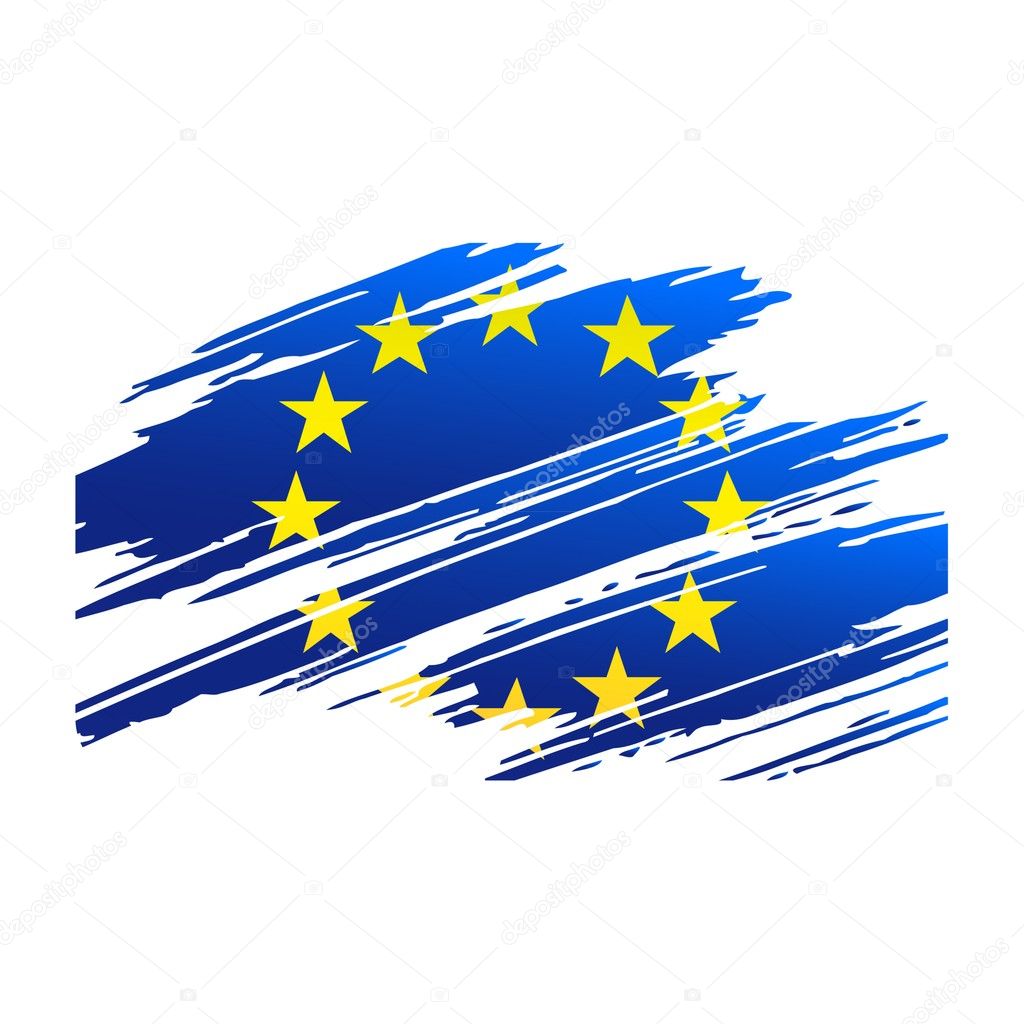 Flag European Union in the form traces brush