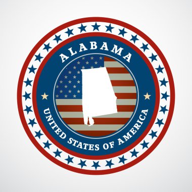 alabama Haritası ile etiketleyin, vektör