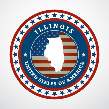 Illinois Haritası ile etiketleyin, vektör