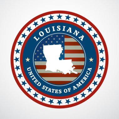 louisiana Haritası ile etiketleyin, vektör