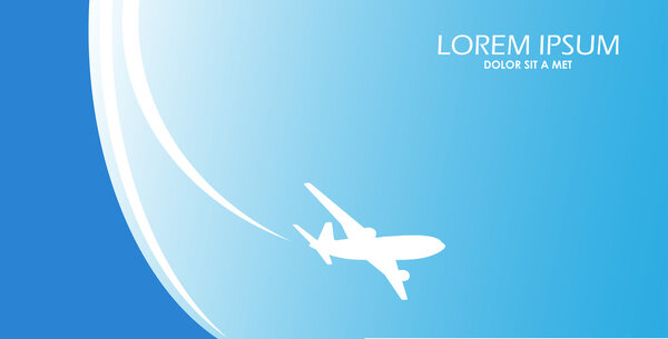 Travel airplane ticket blue vector background