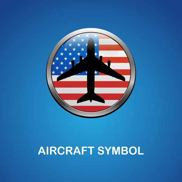Символ самолета с флагом США — стоковый вектор