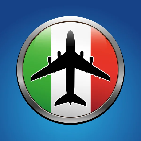 Airplane symbol with Italy flag — Stock Vector