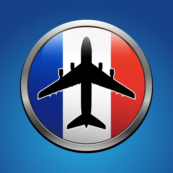 Airplane symbol with France flag — Stock Vector