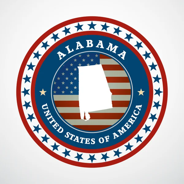 Label met kaart van alabama, vector — Stockvector