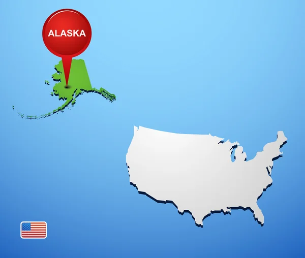 Alasca no mapa dos EUA — Vetor de Stock