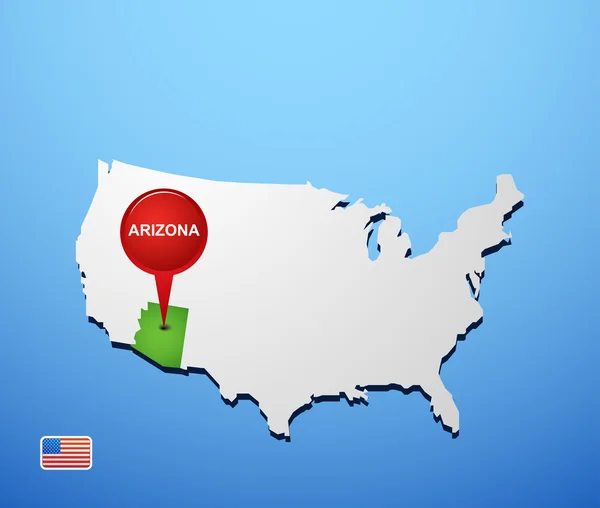 Arizona no mapa dos EUA — Vetor de Stock