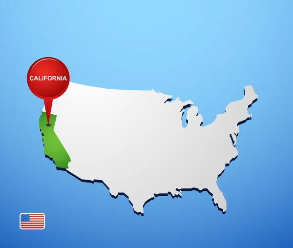 Kalifornien på usa karta — Stock vektor