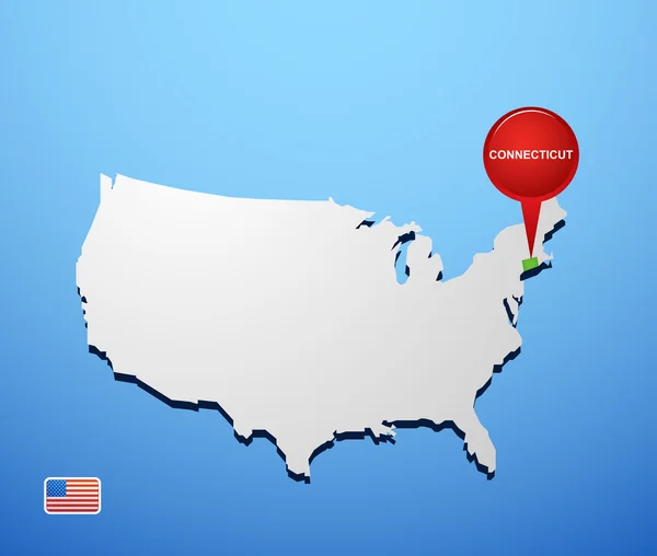 Connecticut sur la carte des USA — Image vectorielle