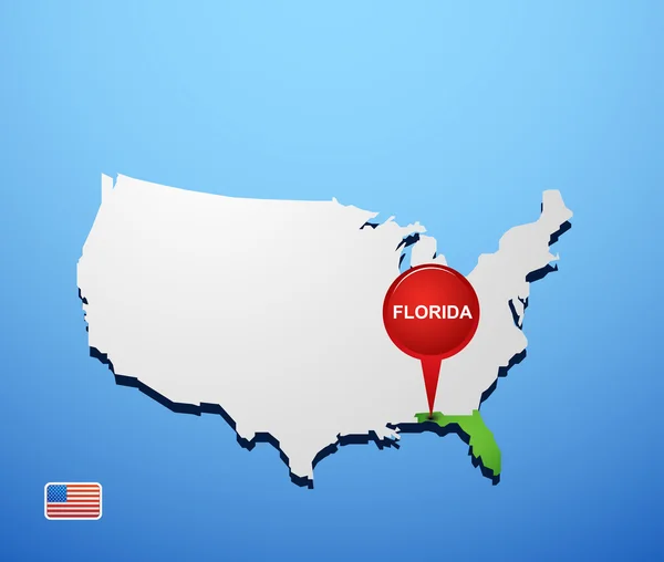Florida sulla mappa degli Stati Uniti — Vettoriale Stock