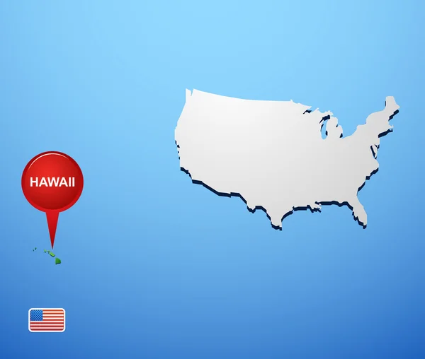 Hawaii op kaart van de v.s. — Stockvector