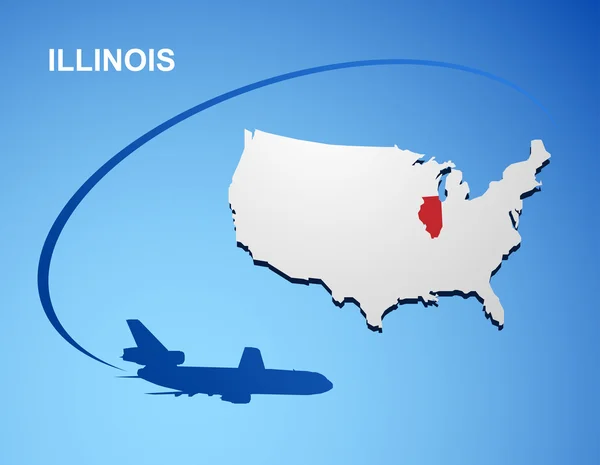 Illinois sur la carte des USA — Image vectorielle