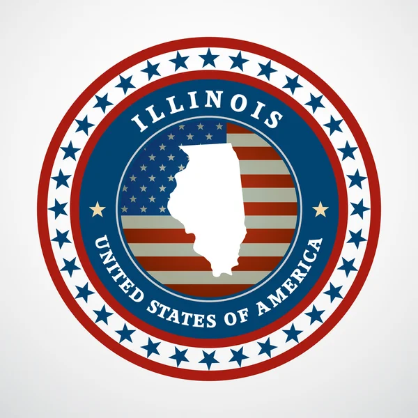 Illinois Haritası ile etiketleyin, vektör — Stok Vektör
