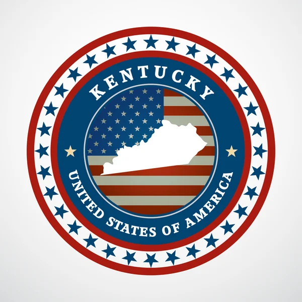 Etiqueta con el mapa de Kentucky, vector — Archivo Imágenes Vectoriales