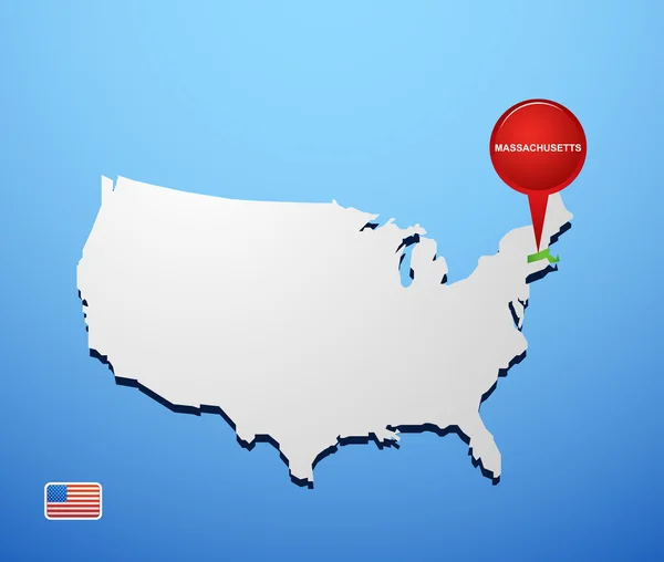 Massachusetts no mapa dos EUA —  Vetores de Stock