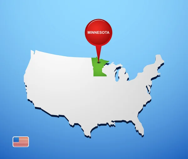 Minnesota op kaart van de v.s. — Stockvector