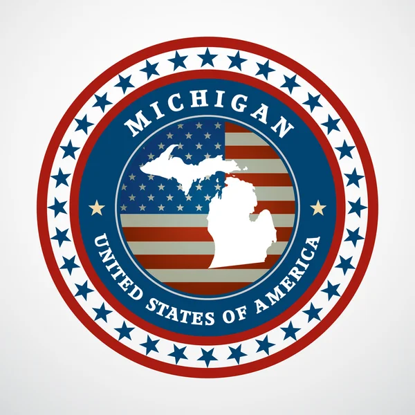 Étiquette avec la carte de Michigan, vecteur — Image vectorielle