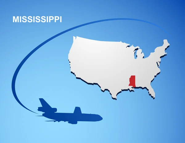 Mississippi sur la carte USA — Image vectorielle