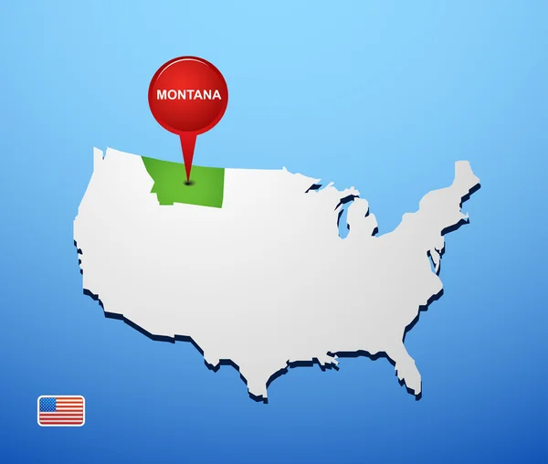 Montana on USA map — Stock Vector