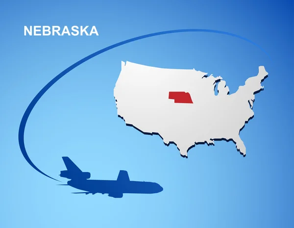 Nebraska no mapa dos EUA — Vetor de Stock