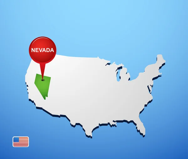 Nevada on USA map — Stock Vector