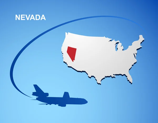 Nevada on USA map — Stock Vector
