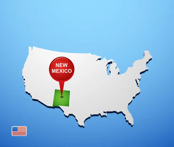 Nouveau-Mexique sur la carte des USA — Image vectorielle