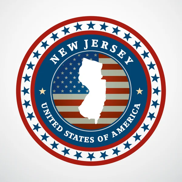 Etichetta con mappa di New Jersey, vettore — Vettoriale Stock