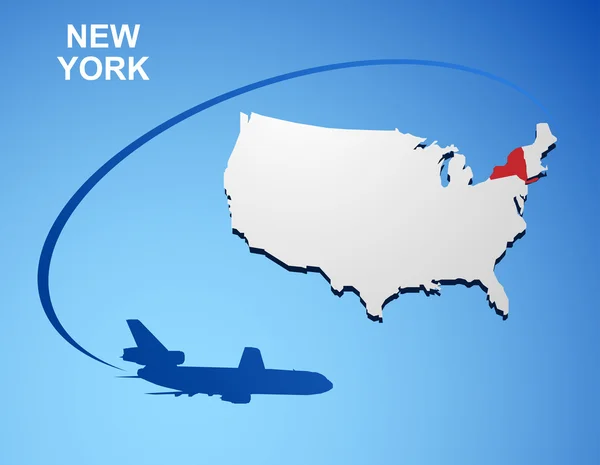 New York sur la carte des USA — Image vectorielle