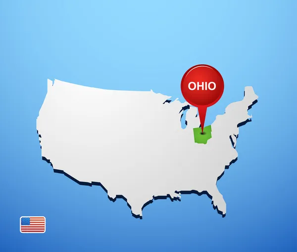 Ohio on USA map — Stock Vector