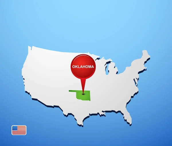 Oklahoma on USA map — Stock Vector