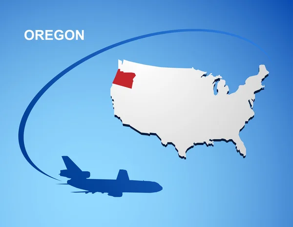 Oregon on USA map — Stock Vector