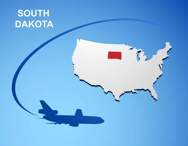 South Dakota on USA map — Stock Vector