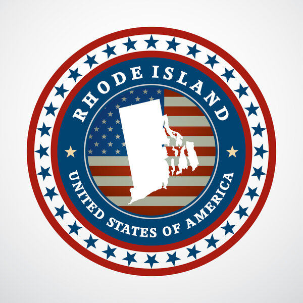 Label with map of Rhode Island, vector