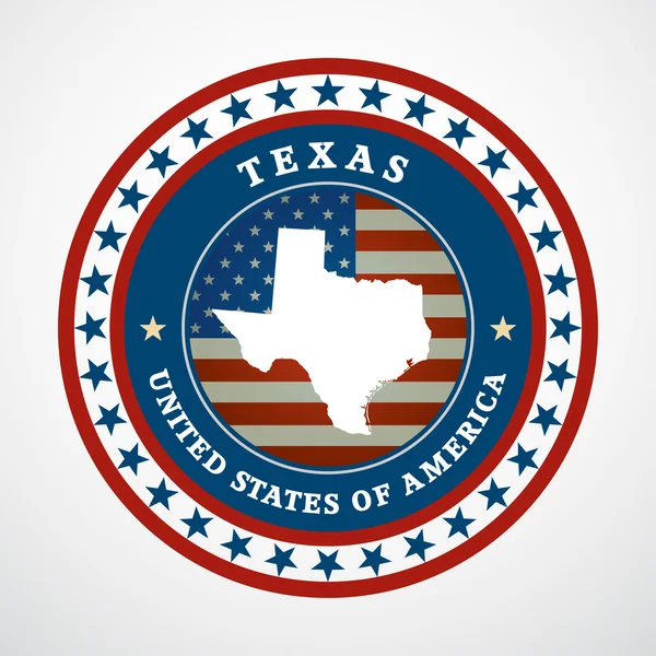 Etiqueta con mapa de Texas, vector — Vector de stock