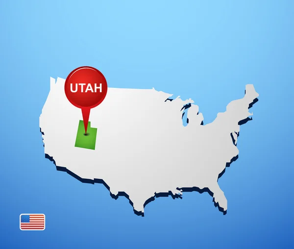 Utah on USA map — Stock Vector