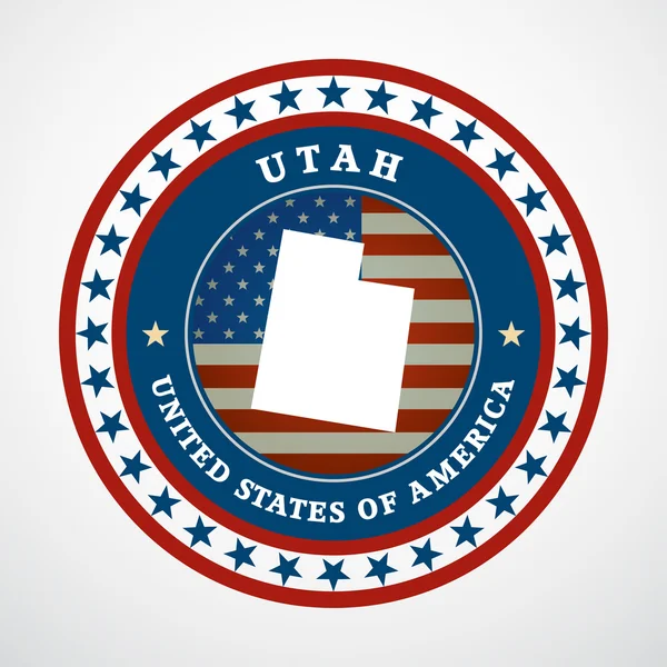 Etiqueta con el mapa de Utah, vector — Archivo Imágenes Vectoriales