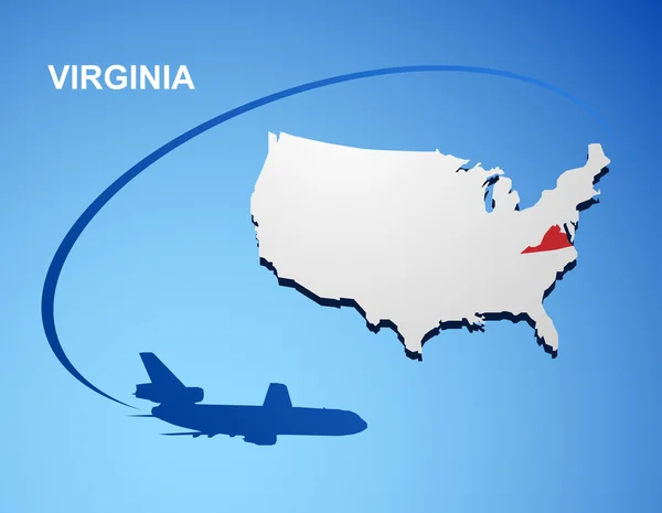 Virginia on USA map — Stock Vector